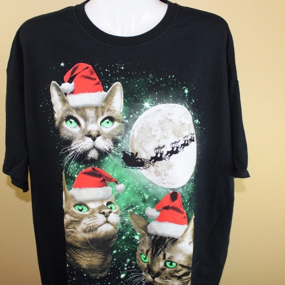 Christmas t-shirt Cat  Reindeer Cats with Hats - Picture 3 of 5